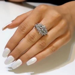 Marquise & Round Cut Engagement Ring