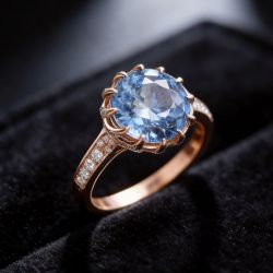 Rose Gold Rotate Shaped Round Cut Engagement Ring