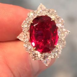 Halo Oval Cut Ruby Engagement Ring