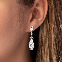  Pear Cut White Sapphire Jewelry Drop Earrings For Women