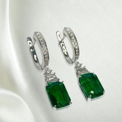 Emerald Sapphire Drop Earrings