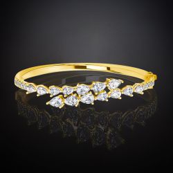 Golden Crossover Design Pear shape Bracelet