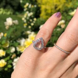 Halo Pear Cut White Created Sapphire Engagement Ring