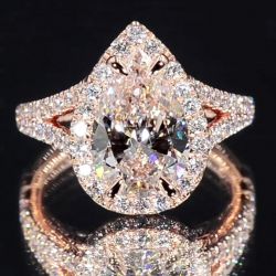 Rose Gold Halo Pear Cut Engagement Ring