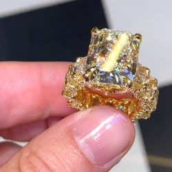 Golden Radiant Cut Yellow Engagement Ring