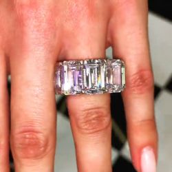 Unique Cocktail Emerald Cut Wedding Band