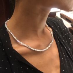 Round & Emerald Cut White Created Sapphire Tennis Necklace