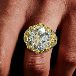Round Cut Shape Gold Plated Engagement Ring