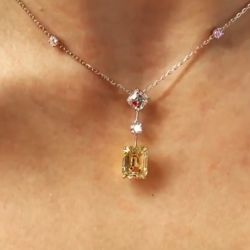 Classic Emerald Cut Yellow Sapphire Pendant Necklace