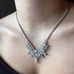 Marquise Shaped Round Cut White Sapphire Necklace For Women