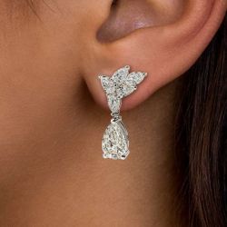 Classic Pear Cut White Sapphire Jewelry Drop Earrings For Women