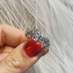 Golden Unique Design Pear & Oval Cut Engagement Ring
