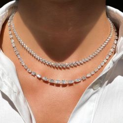 Unique Marquise & Pear & Baguette Cut Layered Necklace