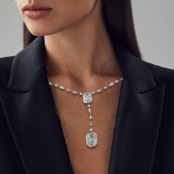 Unique Design Emerald Cut Pendant Necklace