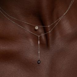 White & Black Sapphire Layer Pendant Necklace