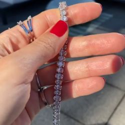Classic Oval Cut White Sapphire Jewelry Tennis Bracelet For Women