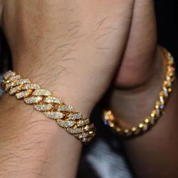 8mm Round Cut White Sapphire Jewelry Cuban Link Bracelet For Men