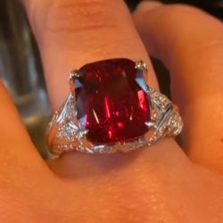Unique Design Cushion Cut Ruby Sapphire Engagement Ring