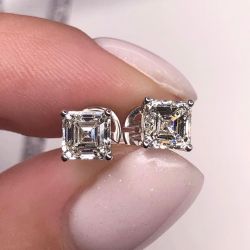 Solitaire Asscher Cut Stud Earrings