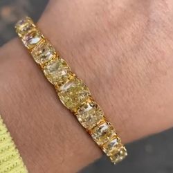 Golden Classic Cushion Cut Yellow Sapphire Bracelet