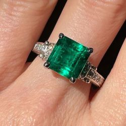 Elegantly Asscher Cut Emerald Sapphire Engagement Ring