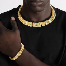 Golden Radiant Cut Yellow Sapphire Necklace & Bracelet Sets