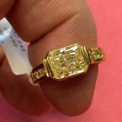 Golden Radiant Cut Yellow Sapphire Engagement Ring