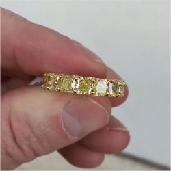 Fancy Golden Radiant Cut Yellow Sapphire Engagement Band