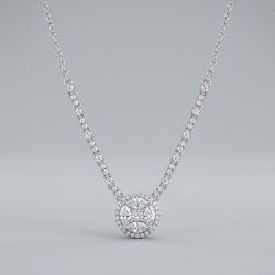 Classy Marquise & Round Cut Pendant Necklace