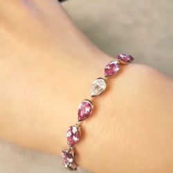 Pear Cut Pink & White Sapphire Bracelet