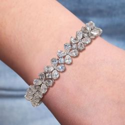 Flower Design Pear Cut White Sapphire Bracelet