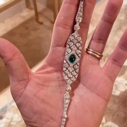 Art Deco Revival Cabochon Emerald Sapphire Bracelet
