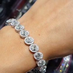 Open Design Halo Oval Cut Bracelet