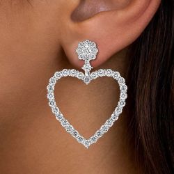 Heart Shape Round Cut Drop Earrings For Women