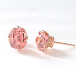 Rose Gold Cushion Cut Pink Sapphire Stud Earrings