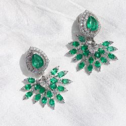 Unique Pear Cut Emerald Sapphire Drop Earrings