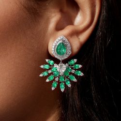 Pear & Oval Cut Emerald Sapphire Drop Earrings