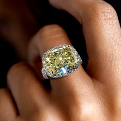 Unique Halo Radiant Cut Yellow Sapphire Engagement Ring
