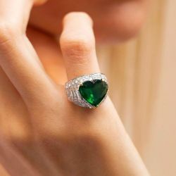 Two Tone Heart Cut Emerald Sapphire Engagement Ring