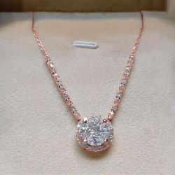 Rose Gold Classy Marquise & Round Cut Pendant Necklace