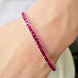 Ruby Sapphire Asscher Cut Tennis Bracelet