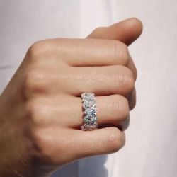 Halo Pear Cut Half Eternity Engagement Band