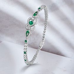 Jasmine Shaped Asscher & Round Cut Emerald Sapphire Bracelet