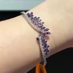 Gorgeous Marquise Cut Purple Sapphire Bangle