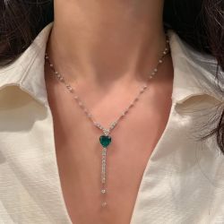 Heart Cut Emerald Sapphire Pendant Necklace