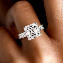 Luxury Asscher Cut White Sapphire Engagement Ring