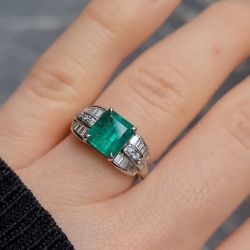 Emerald & Baguette Cut Engagement Ring