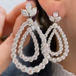 Pear Shaped Round Cut Drop Earrings