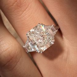 Classic Three Stone White Sapphire Radiant Cut Engagement Ring