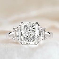 Classic Three Stone White Sapphire Radiant Cut Engagement Ring